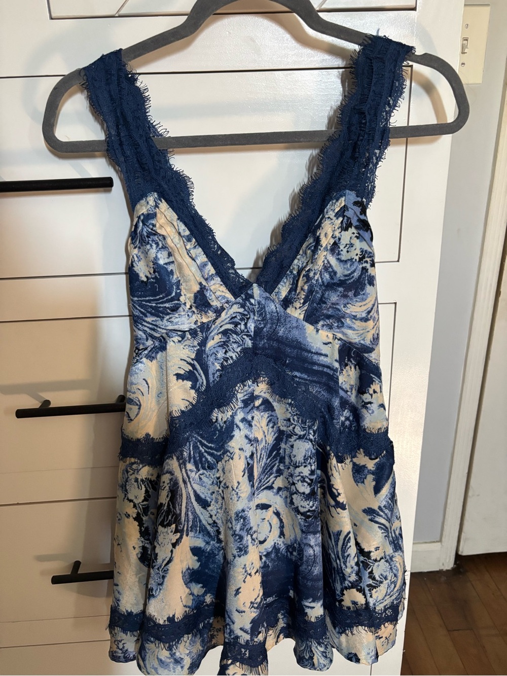 Urban Outfitters Blue and Cream Lace preppy babydoll dress